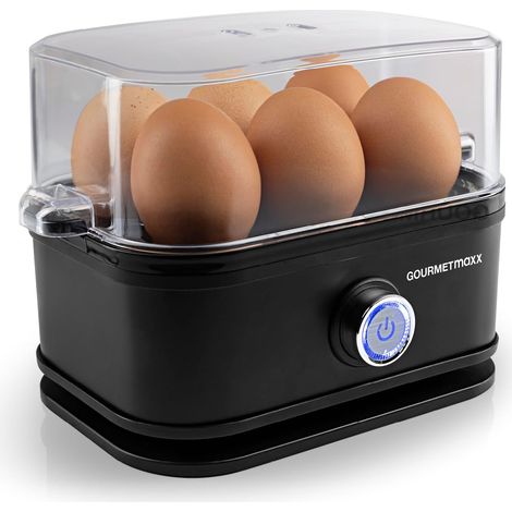 Cuiseur à œufs pour 6 œufs Cuiseur à œufs avec pique-œuf dans le gobelet doseur Avec 3 niveaux de cuisson – pour chaque coquetier Design noir - pièces lavables au lave-vaisselle (1/5)