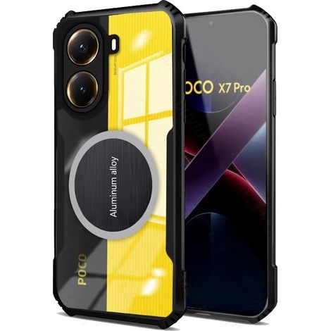 Funda para Xiaomi Poco X7 Pro 5G, con placa magnética, transparente/negra. (1/5)