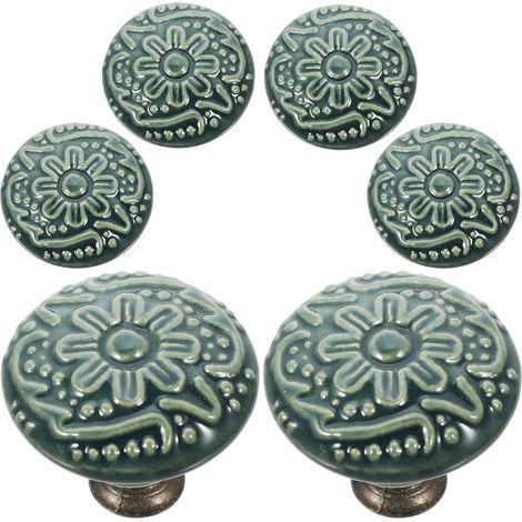 Lot de 6 Poignées pour Armoires en Céramique Couleur Vert Clair, Surface Lisse et Confortable, Style Moderne et Élégant pour Tiroirs et Meubles Tv (1/5)