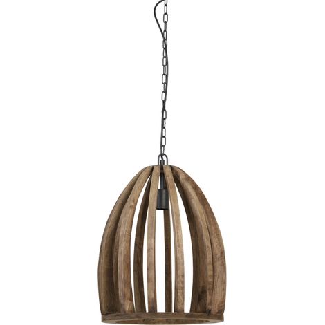Light & Living - lámpara colgante - Haranka - marrón - madera -