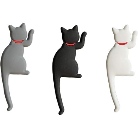 de 3 crochets muraux autocollants KICHOUSE en forme de chat (1/5)