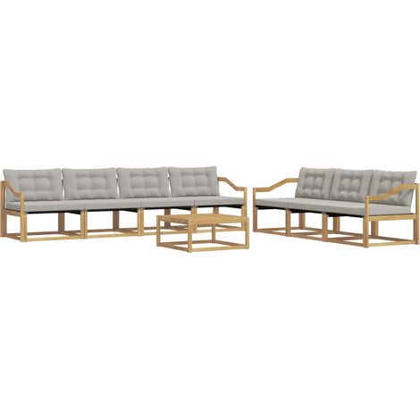 Outdoor-Sofagarnitur 8 stk. 7-Sitzer Weiß und Hellgrau vidaXL (1/5)