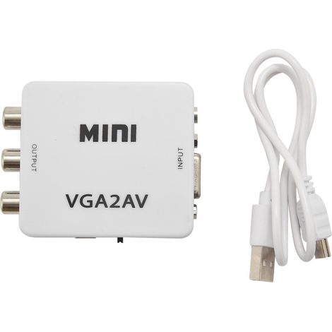 Convertisseur vidéo Mini VGA vers AV VGA vers RCA PC vers TV VGA vers AV pour interface AV TV, écran et autres (1/5)