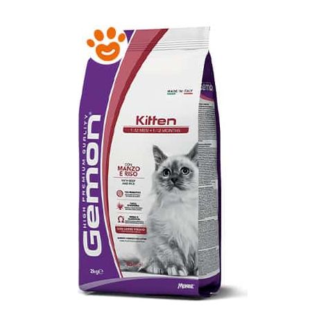 Monge Gemon Cat Kitten Manzo e Riso - Sacco 2 Kg - Cibo Secco Gatti