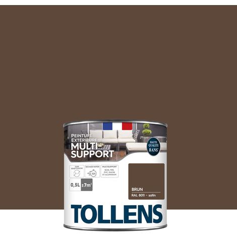Tollens – Peinture extérieure multisupport ultra résistante – Satin brun 0,5L – Rendement 14m²/L – Séchage rapide en 4h