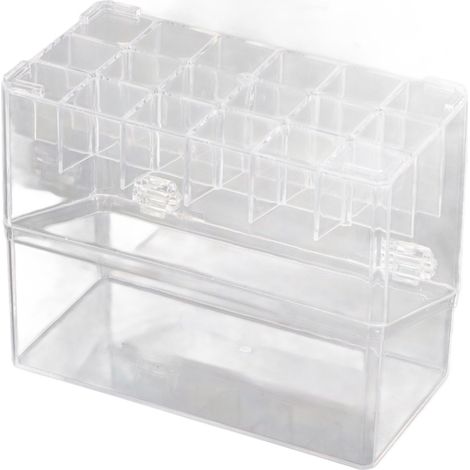 Rangement à maquillage 18 alvéoles acrylique, présentoir à rouges à lèvres et baumes, boîte organiseur cosmétique transparente, coffret de rangement pour beauté (1/5)