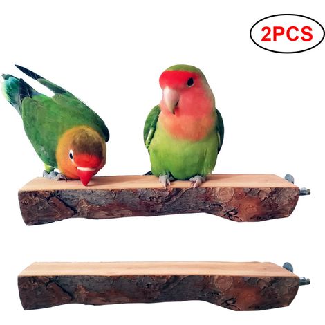 Lot de 2 perchoirs en bois pour perroquets, accessoires pour cage à oiseaux (1/5)