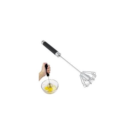 Lot de 2 fouets manuels rotatifs en acier inoxydable – Batteur semi-automatique pour café, milk-shakes et sauces – Prise confortable et réutilisable (1/5)