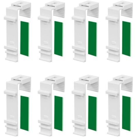 Lot de 8 Supports de Serrage Longs pour Store Double Klemmfix à Fixer et à Coller sans perçage comme Accessoire ou pièce de Rechange pour la Suspension à la fenêtre en PVC, Porte de Balcon