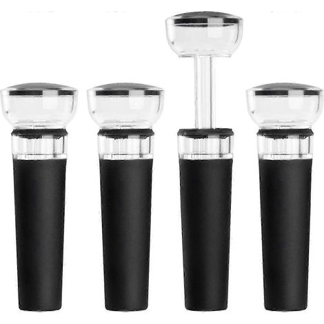 Bouchons de vin sous vide en silicone avec pompe intégrée (lot de 4) (1/4)