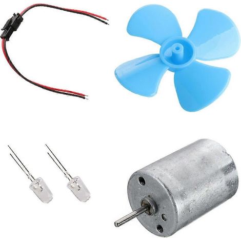 Kit de bricolage pour éolienne 6-9V : micromoteur/mini hélice bleue/diode/câble (1/5)