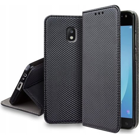 Custodia per SAMSUNG GALAXY J3 2017 CHIUSA INTELLIGENTE CON MAGNETE NERA + VETRO (1/5)