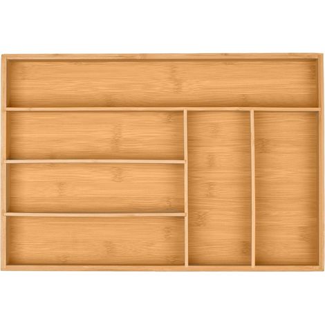 Range-couverts en bambou naturel pour tiroir 5 x 44,5 x 30 cm rangement ordonné cuisine style élégant en bambou clair (1/5)