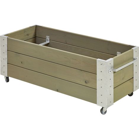 Plus Blumenkasten Cubic mit Räder Druckimpräg. RAL 7023 Graubraun