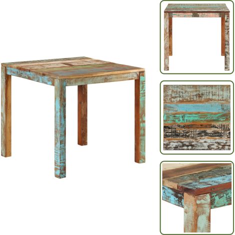 Esstisch 82x80x76 cm Altholz Massiv - Holz Tisch - Esstisch - Vintage Tisch - Recyceltes Holz - Massiver Tisch (1/5)