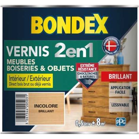 VERNIS INCOLORE BRILLANT 500ML BONDEX - 342089