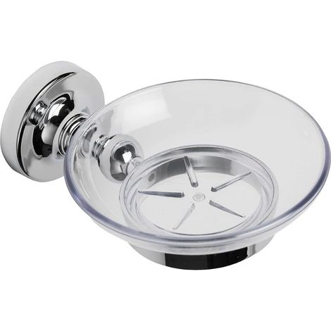 Croydex Flexi-Fix Glass Soap Dish and Holder, Chrome - Romsey (1/5)