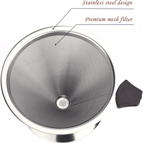 Filtre à café en inox pour verseuse, filtre sans papier, entonnoir à café goutte-à-goutte, tasse filtrante réutilisable (modèle 1) (1/5)