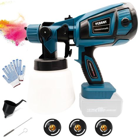 Mawiron – Pulvérisateur de peinture HVLP sans fil – 3 buses cuivre – Récipient 900 ml – Vitesse 500 mL/min pour murs et meubles (1/5)