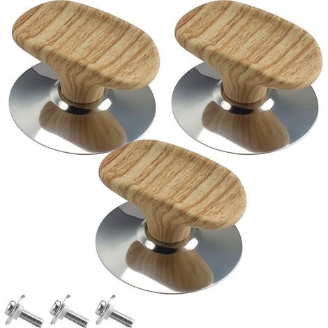 Pomos de tapa color madera, 3 piezas, resistentes a altas temperaturas, para ollas de cocina. (1/5)