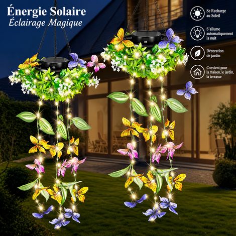 Guirlande solaire lierre et papillons lumineux LED extérieur IP65 SZ-24029E 1 pièce 13 × 11 × 8 cm 480 g – Livraison gratuite