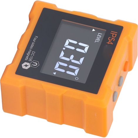 Inclinomètre IP54, écran LCD numérique 4x90°, 4 côtés, aimant puissant, 360°, batterie 1300 mAh, orange (1/5)