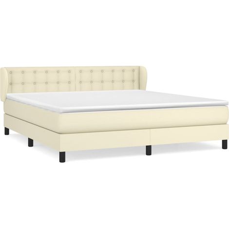 Maison Exclusive - Giroletto a Molle con Materasso Crema 160x200 cm in Similpelle