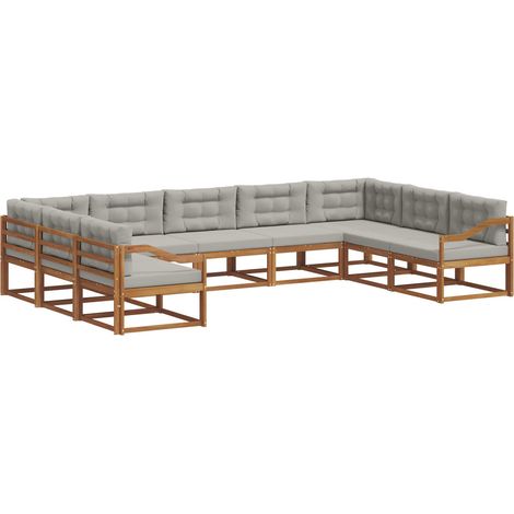 Conjunto de sofás de exterior 9 uds. Gris Natural y Claro vidaXL (1/5)
