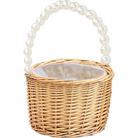 Handgewebter Perlenblumenkorb, klein, Modell 15, mit Tasche, wasserdicht, Geschenkidee (1/5)