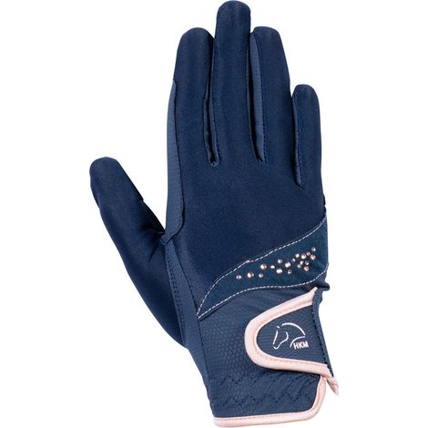 XL, nero 9100: Guanti equitazione donna con brillanti modello Rosegold Glamour