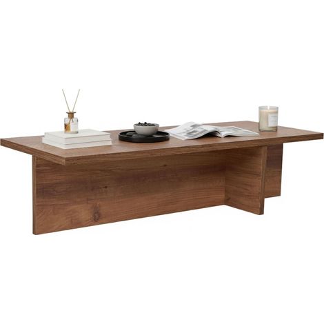 Couchtisch Marmorito, rechteckig, Holzfaserplatte, Braun, 120x45x30 cm, Eiche Knoten
