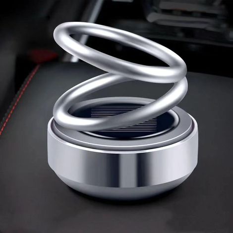 Diffuseur d'huiles essentielles pour voiture, double anneau rotatif, élimine les odeurs, parfum longue durée, soulage le stress, désodorisant argenté (1/4)