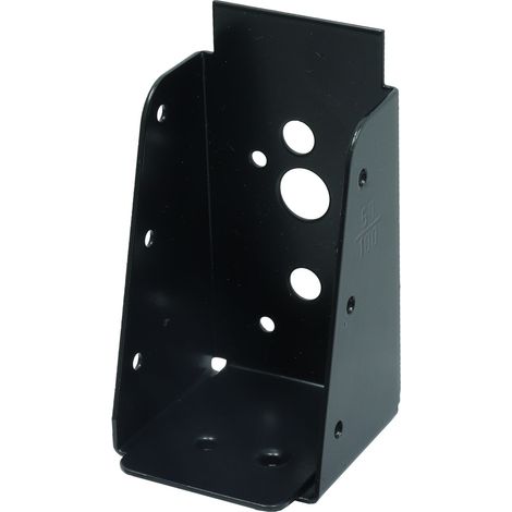 Support de poteau noir galvanisé sans lèvre pour poutres de 5 x