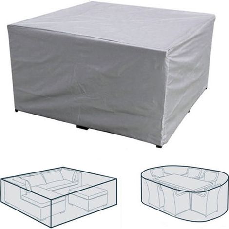 Housse de Protection pour Table Chaise Meubles, Robuste Tissu Oxford 210D Housse Salon de Jardin Bâche Meuble, Rectangulaire, Imperméable, Coupe-Vent, Anti-UV Extérieur (Argent-160x140x100cm) (1/5)