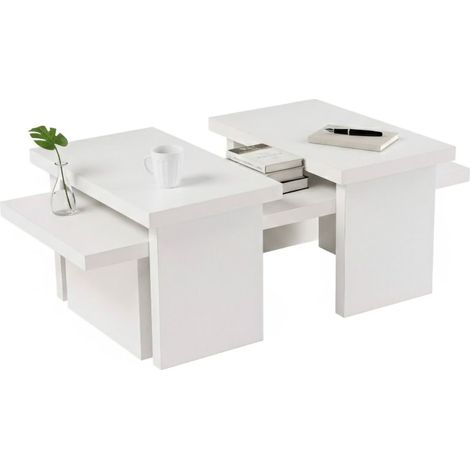 Dmora - Wohnzimmertisch Amarantha, Niedriger Wohnzimmertisch, Kaffeeregal, Couchtisch für Sofa, 110x45 h42 cm, Weiß