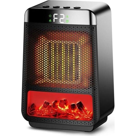 Radiateur d'appoint, radiateur céramique ECO PTC avec minuterie et lumière d'ambiance 3D (pour salon, salle de bain, bureau) (1/5)