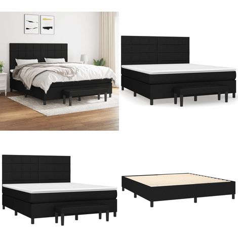 Boxspringbett mit Matratze Schwarz 180x200 cm Stoff - Boxspringbett - Doppelbett - Schlafraumgestaltung - Bettenrahmen - Matratze - Home & Living (1/5)