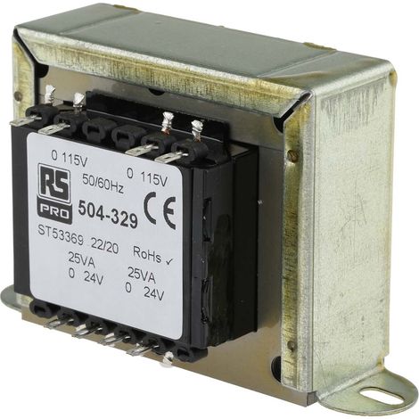 Transformateur à montage sur châssis, Vin 115V ac, 230V ac, Vout 24V c.a., 2 sorties, 50VA ( Prix pour 1 )