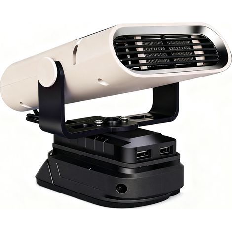 Small battery-operated auxiliary heater, 360° rotating, 160° tilting, 2 speeds, car defroster and demister (1/5)