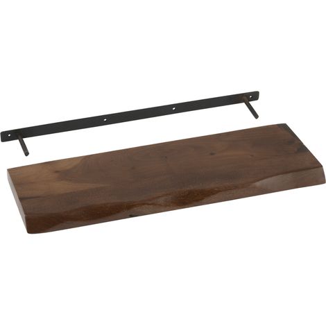 Etagère murale en acacia avec support fixation Marron Foncé 70 cm (1/2)