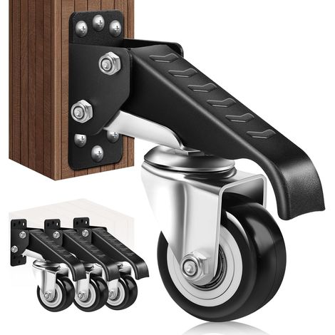 Heavy Duty Castor Wheels 270KG, Retractable Casters Bench Caster Wheels Workbenches Tables and Equipments, Stepdown Casters 4 Pack (1/5)