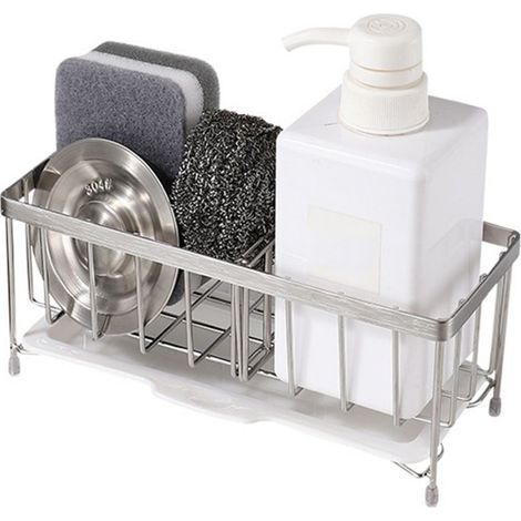 Organisateur d'évier, panier de rangement pour évier, en acier inoxydable pour la cuisine (1/5)