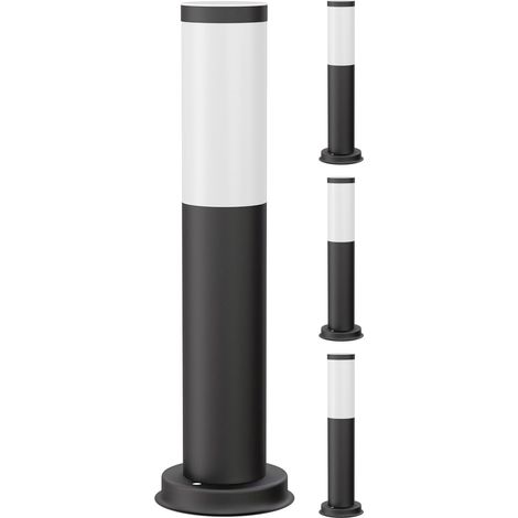 4 Pièces Borne d'éclairage, Acier inoxydable, IP44, 39 cm, Noir, Douille E27, Extérieur (1/5)