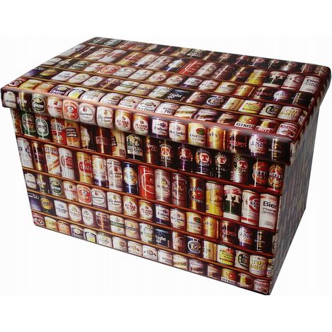 Eco-leather storage pouf 36x60x36 cm Storage box with lid Storage cube Folding storage pouf (1/5)