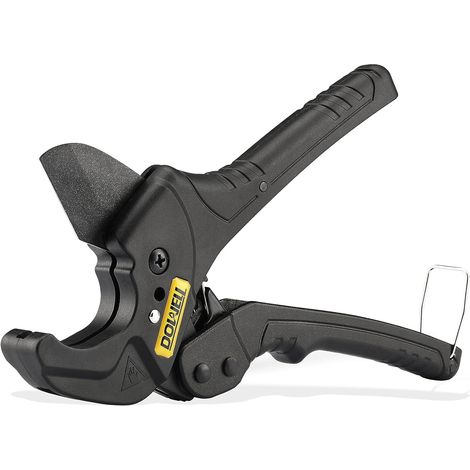 Coupe-tuyau en PVC à cliquet - Outil de coupe robuste - Lame en acier inoxydable avec revêtement en téflon - Diamètre extérieur maximal réglable de 2,54 cm à 4,13 cm - 26 à 42 mm