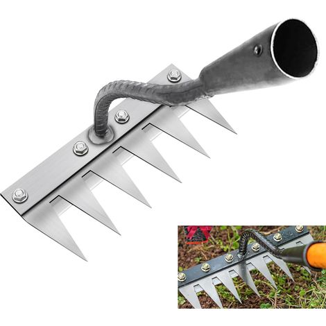 Sarclage Râteau - 6 Dents Intensif - Outil de Désherbage Résistant et Durable - pour Sol Compact (1 Pièce) (1/5)