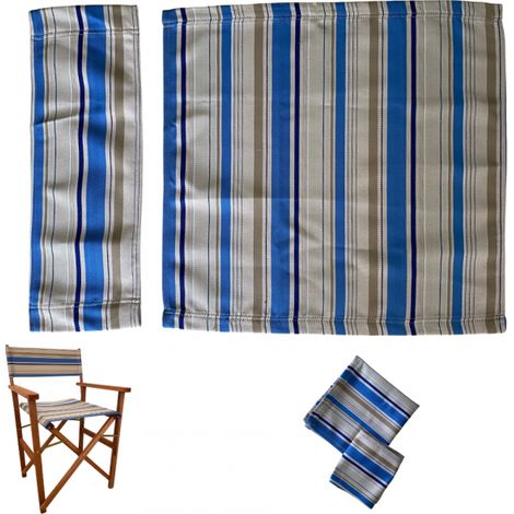 Teli Ricambio Sedia da Regista Fodere Seduta e Sedile in Poliestere Resistente e Lavabile – Blu Beige, Ecrù 50x50