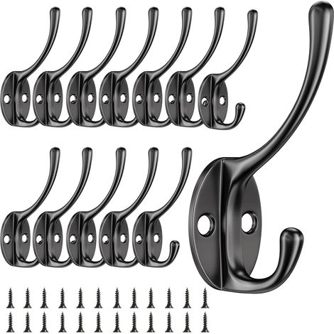Lot de 12 crochets muraux vintage en métal avec vis, crochets col de cygne pour chambre, cuisine et salle de bain (1/5)