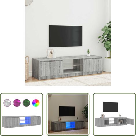 LED-Leuchten - TV-Schrank mit LED-Leuchten Grau Sonoma 140x40x36 cm (1/5)