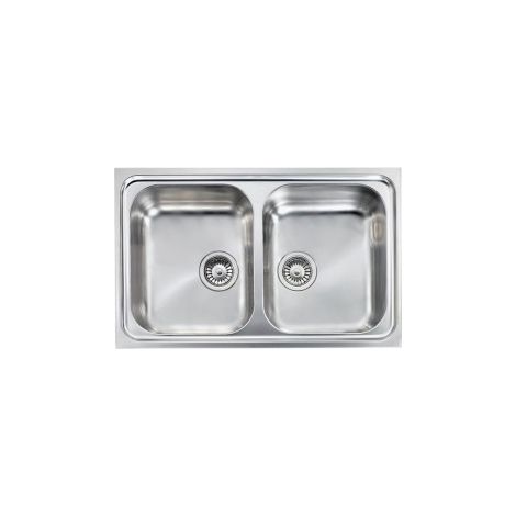 CM 011202X1012018 Filoslim Lavello da Incasso Semifilo 2 Vasche in Acciaio Inox Satinato AISI 304-18-10 Dimensioni 79 x 50 cm colore Acciaio Satinato (1/5)